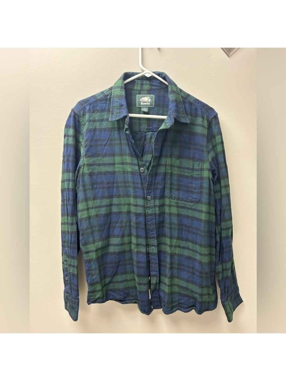 Roots‎ Men’s Green & Blue Button Up Flannel